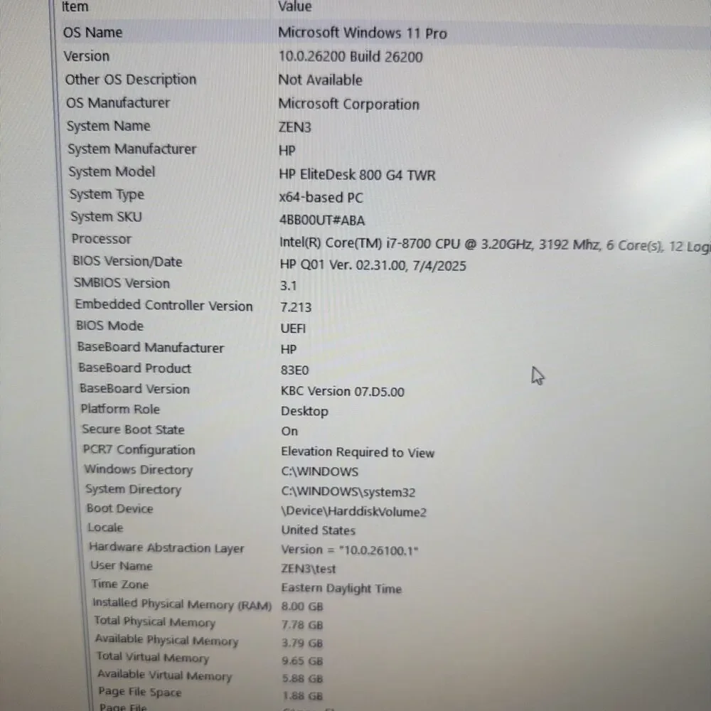 HP EliteDesk 800 G4 TWR Intel Core i7-8700 3.20GHz 8GB RAM 500GB SSD Win11 Pro